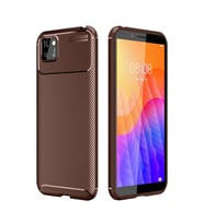 Huawei Y5P Kılıf Auto Focus Karbon Kapak - Kahverengi