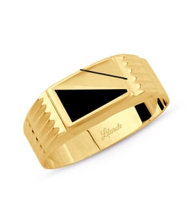 Erkek Siyah Çizgili Mineli Altın Yüzük (Gold)