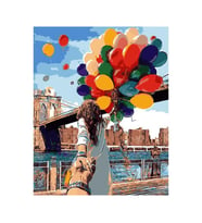 Romantizm ve Balonlar Sayılarla Boyama Seti 40x50 cm (Tuvale Gerili)