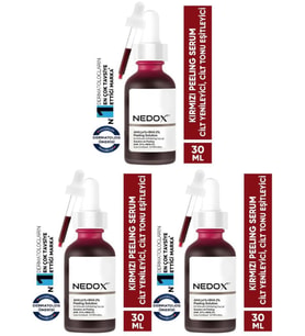 NEDOX 3 Adet Cilt Yenileyici Cilt Tonu Eşitleyici Kırmızı Peeling Serum Aha %30 Bha %2 Ph % 3.5 Serum 30 ml
