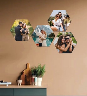 Kişiye Özel 4 Fotoğraflı Altıgen Mdf Tablo