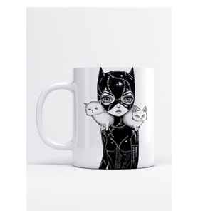 Kedi Kadın Baskılı Kupa Bardak
