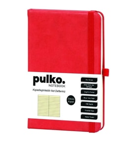 PULKO PND040 SERT KAPAK 9x14cm 80gr.176 SAYFA TERMO DERİ ÇİZGİLİ NOT DEFTER - KIRMIZI