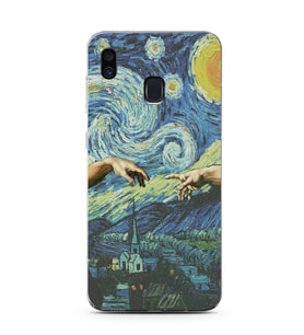 Samsung Galaxy A20/A30 Uyumlu Sanatsal Vintage Desenli Şeffaf Telefon Kılıfı