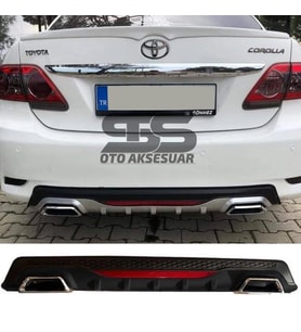 Toyota Corolla 2007-2012 Difüzör Arka Tampon Eki 2 Egzoz Çıkışlı Siyah Reflektörlü