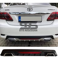 Toyota Corolla 2007-2012 Difüzör Arka Tampon Eki 2 Egzoz Çıkışlı Siyah Reflektörlü