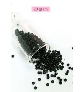 Dökme Cam Kum Boncuk (8/0) 3 mm - 20 Gram - Parlak Siyah - BNC170