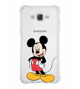Samsung Galaxy J7  Köşe Korumalı Antişok Kapak Mickey Mouse Tasarımlı Şeffaf  Kılıf