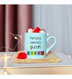Her Şey Seninle Güzel Babam Tasarımlı Yeşil Türk Kahvesi Fincanı