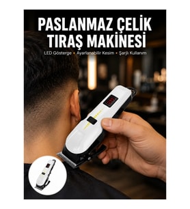 Mey İthalat® 2025 Model Şarjlı Dijital Saç Sakal Tıraş Makinesi Islak Kuru Kullanıma Uygun Yeni Nesi