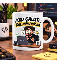 Kod Çalıştı Dokunmuyorum Esprili Yazılımcı Baskılı Kupa – Programcı Hediyesi