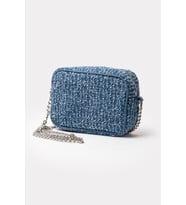 Kadın Çanta, Zincir Askı detaylı Kot & Denim Çanta Kadın Kol, Kot Omuz Çantası, Eskitme Kot Çanta (Kot Mavisi)