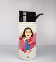 Kişiye Özel Karikatür Tasarım Özel Koruma Kılıflı Cam Matara 96007