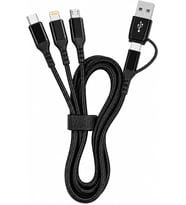 3in1 Çoklu Hızlı Şarj Kablosu – Lightning Type-C & Micro USB Çıkışlı Örgülü Kumaş Kablo Ev Araç ve Ofis Uyumlu (1.2 Metre)