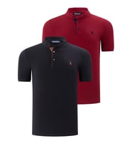İKİLİ SET T8560 DEWBERRY ERKEK T-SHIRT-SİYAH-BORDO