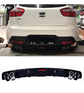 Kia Rio Siyah Difüzör 4 Krom Egzoz Görünümlü Difizör Arka Ek Body Kit 2012 - 2017