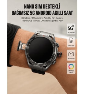 Lexroo Kameralı 5G Android Akıllı Saat AMOLED Ekran Wi-Fi GPS SIM Kart Destekli