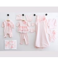 PUGI BABY 3571PG Kız Bebek Tüllü Kutulu Onlu Pembe Hastane Çıkış Seti 