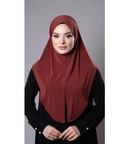 Kiremit Pratik Hazır Geçmeli Tesettür Eşarp Sandy Kumaş Yırtmaçlı Düz Hijab 2310_05