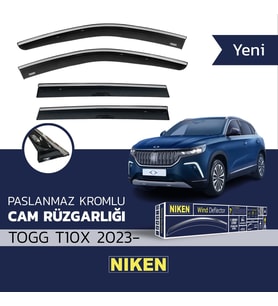 TOGG Uyumlu T10X 2023- Kromlu 4'lü Cam Rüzgarlığı