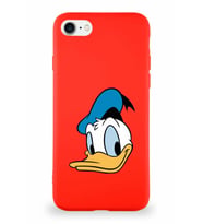 Apple iPhone 7 Soft Premier Kapak Donald Duck-B Tasarımlı Silikon Kılıf - Kırmızı (Şeffaf)