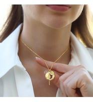 Ay Modeli Gold Kaplama Gümüş Kolye