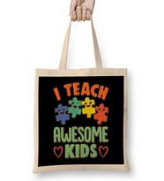 I Teach Awesome Kids Special Education Teacher Bez Çanta Uzun Saplı