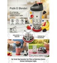 Jasper JPR-3091 Pratik Manuel El Blenderı - Pilsiz, Elektriksiz, Taşınabilir Smoothie Hazırlayıcı