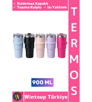 #Termos Gündelik Kamp Outdoor Piknik Sızdırmaz Kapak Isı Yalıtımlı Taşıma Kulplu Mug Termos 900 ML