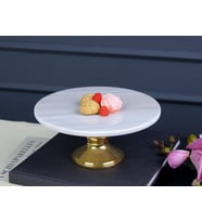 WHITE MARBLE AYAKLI PASTA STANDI 25X25X12 CM (Beyaz)