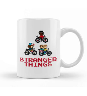 Stranger Things Kids On Bikes Pixellated Kupa Bardak Porselen