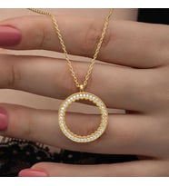 Gümüş Gold Kaplama Yuvarlak Çeyrek Altın Takılabilen Kadın Kolye