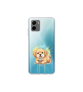 Vivo Y15S ile Uyumlu Splash Köpek Tasarımlı Şeffaf Silikon Kılıf