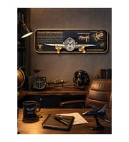 Uçak Tasarımlı Duvar Tablosu 3D Kabartmalı Metal Uçak Duvar Saati Tablo Ev Ofis Dekoru 78x21CM GRİ