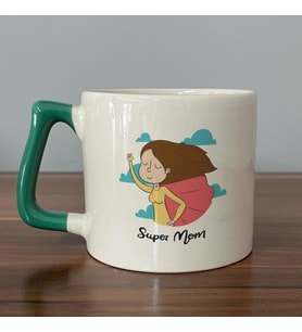 Süper Mom Pelerin Baskılı Yeşil Kulplu D Kupa