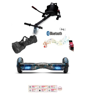 Elektrikli Kaykay Scooter Akıllı Denge Hoverboard + HoverKart + Çanta FULL LEDLİ EXTREM PAKET D18