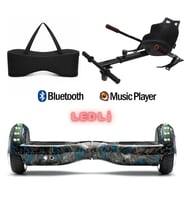 Elektrikli Kaykay Scooter Akıllı Denge Hoverboard + HoverKart + Çanta FULL LEDLİ EXTREM PAKET D18