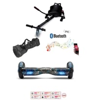 Elektrikli Kaykay Scooter Akıllı Denge Hoverboard + HoverKart + Çanta FULL LEDLİ EXTREM PAKET D18