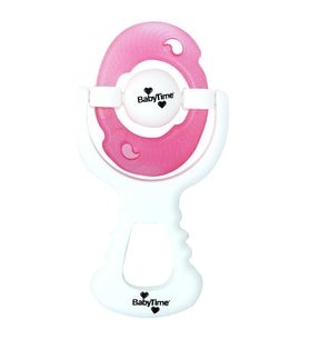 BabyTime Pembe Beyaz Çıngıraklı Sulu Diş Kaşıyıcı (Standart)