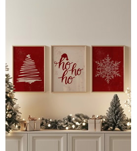 Çerçevesiz Poster Ho Ho Ho Neşesi 3'lü (Çok Renkli)