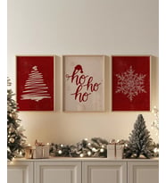 Çerçevesiz Poster Ho Ho Ho Neşesi 3'lü (Çok Renkli)