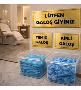 Lütfen Galoş Giyiniz Gold Uyarı Levhası – Temiz Kirli Galoş Set