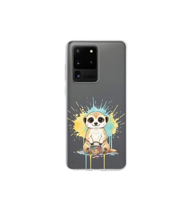 Samsung Galaxy S20 Ultra ile Uyumlu Splash Mirket Tasarımlı Şeffaf Silikon Kılıf