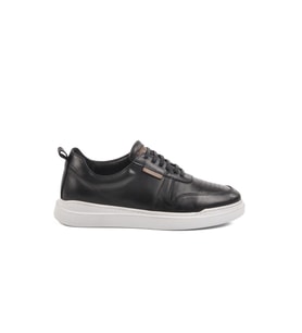 Ayakmod Siyah Beyaz Hakiki Deri Erkek Sneaker Premium 412 M (Siyah - Beyaz)