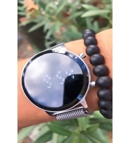 Grasse Serisi Tuşlu Led Digital Unisex Mıklatıslı Kordon Unisex Kol Saati-bileklik (Gümüş)