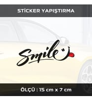 smiley gülümse yazı siyah etiket sticker - 2 adet çıkartma araba motosiklet kask atv tablet pc buzdolabı otomobil bilgisayar uyumlu