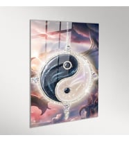 Ying Yang Soyut Cam Tablo
