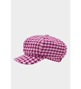 Kadın Kazayağı Desen Yün Kasket Şapka (Pembe)