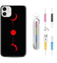Apple iPhone 11 12 13 Mini Kılıf Kablo Koruma Spiral Silikon Red Moon 1710