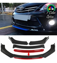 Toyota Corolla 2015 - 2017 Kırmızı Renkli Şeritli Dilli Ön Lip 4 Prç Parlak Siyah ABS